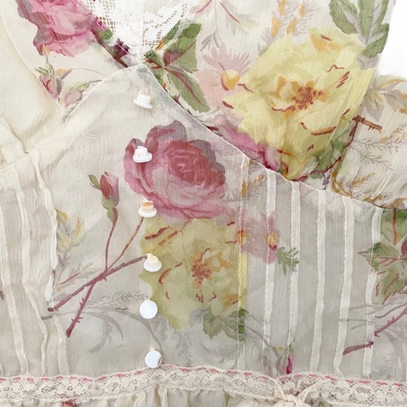new For Love + Liberty by Johnny Was ๐ Romantic Floral Print Silk Cami ๐ Ivory - Picture 6 of 17
